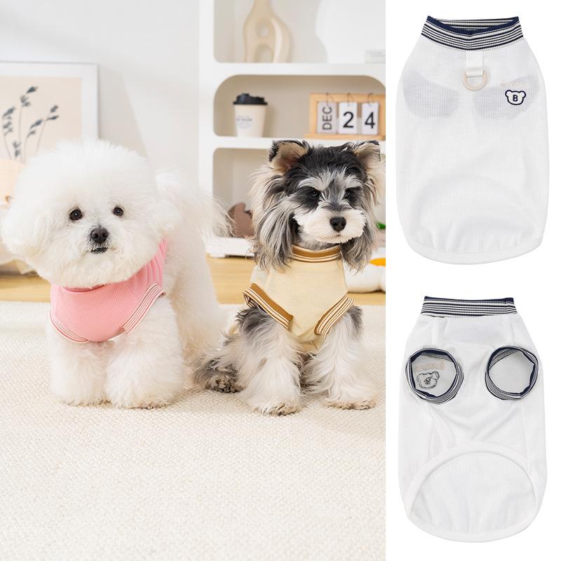 Pet Cute Bear Embroidered T-shirt Spring/Summer Pet Tank Top Sunscreen Cooling Tank Top Puppy Clothes