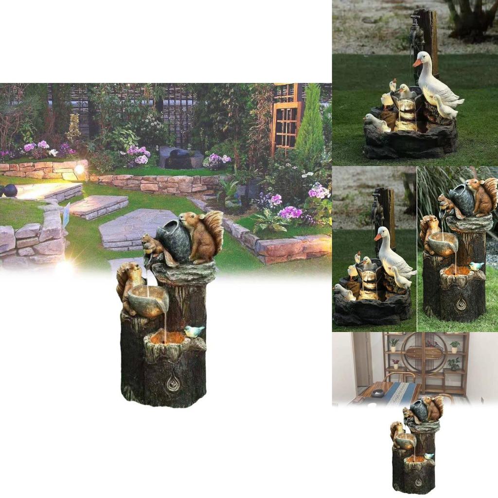 Причудливое солнечное украшение для сада в виде белки и утки из смолы. Идеально подходит для подарков и декора.