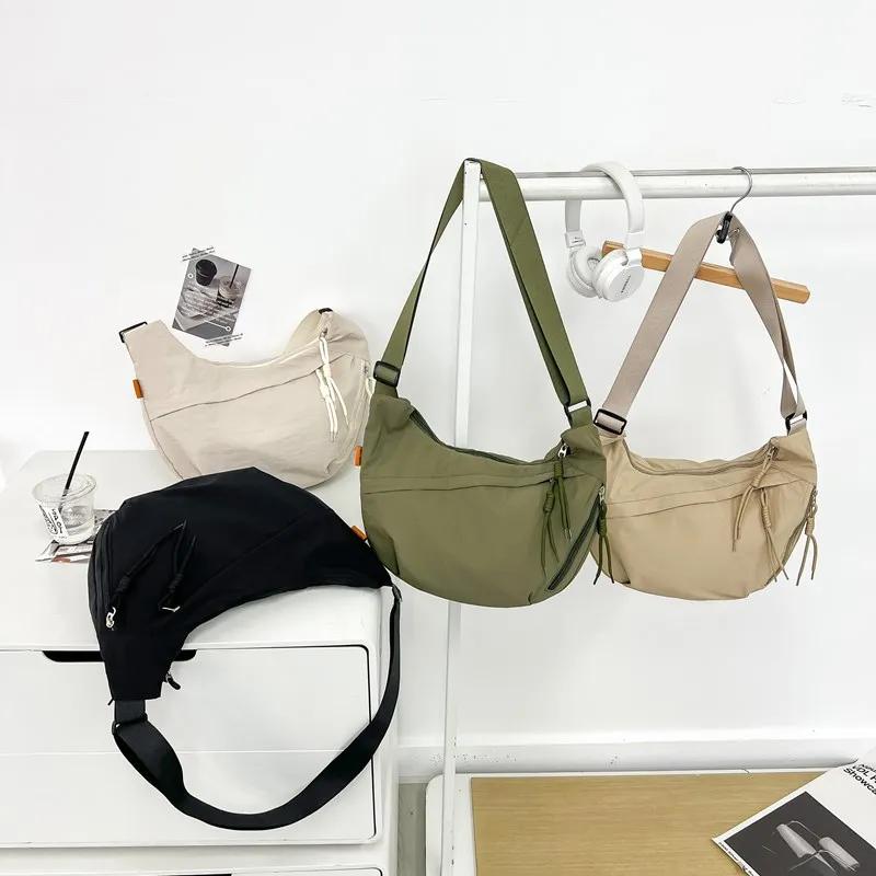 Женская нейлоновая сумка для шитья через плечо, повседневная, однотонная, на молнии, большая емкость, модная, с плечевым ремнем