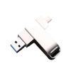 Высокоскоростной металлический флэш-накопитель USB 3.0 двойного назначения емкостью 256 ГБ — совместимый с Type-C и автомобилем, вращающаяся конструкция, для компьютеров и мобильных телефонов