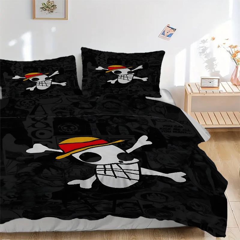 3pcs bedding set ONE PIECE Skull Includes 1 Comforter + 2 Pillowcases, Without Pillow Inserts, Soft Comfortable, Lightweight Breathable, Pri