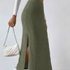 GMXIA Весна Лето Юбка женская вязаная облегающая однотонная с разрезом сбоку с высокой посадкой