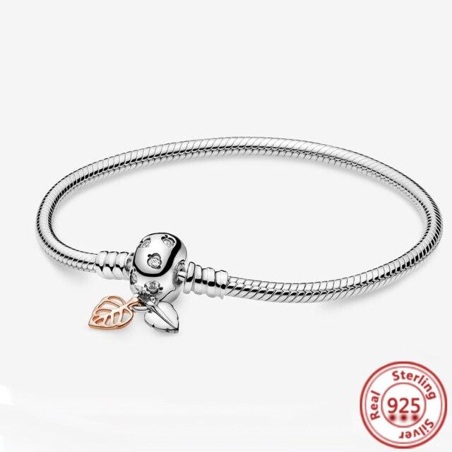 Корона-змея-цепочка, браслет из 100% стерлингового серебра 925 пробы, безопасные бусины в форме сердца, подвески, браслеты для женщин и девочек, изготовление ювелирных изделий своими руками