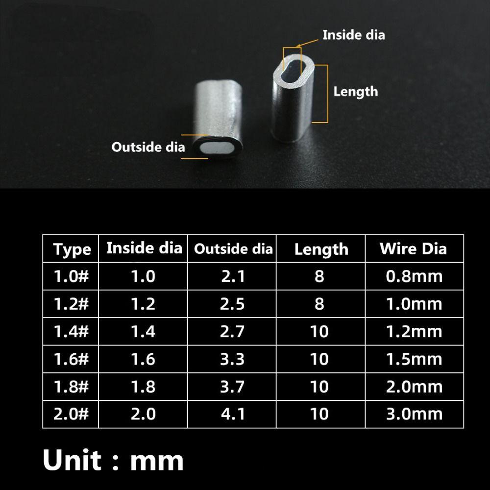 100 шт. овальных наконечников, рукавов 0,8/1,0/1,2/1,5/2,0/3,0 мм, двойная алюминиевая трубка для рыбалки