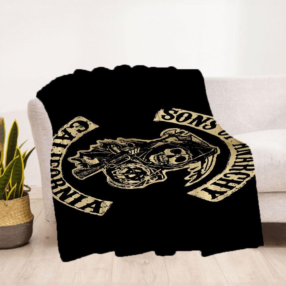California Sons of Anarchy Motorcycle Club PatchBlanket Flannel Throw Blanket for Sofa, Bed, Travel, Camping, Office, Couch, Chair, And Bed