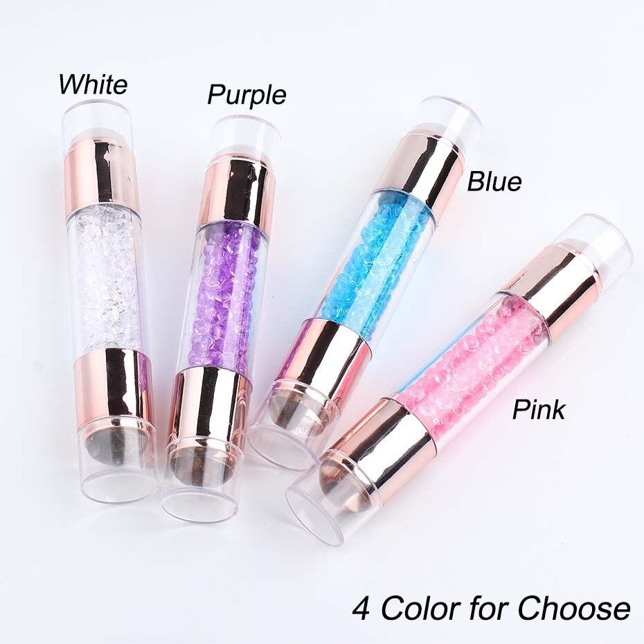 3pcs Nail Stamp Art Set Double Head Silicone Nail Stamper Crystal Handle Stamp Random Stencil Easy Stamp Set Stamp Plating Tool
