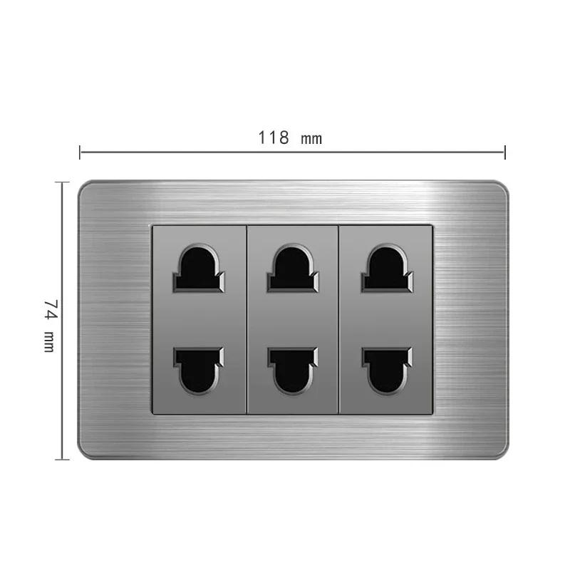 Американский стандарт настенный выключатель света розетка универсальная вилка с usb американская нержавеющая сталь 2-канальная панель розеток 118*74 м компьютер