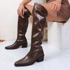 Зимние Новые Остроносые Удобные Повседневные Мотоциклетные Ботинки Модные и Сексуальные Банкетные Высокие Сапоги-трубы для Женщин