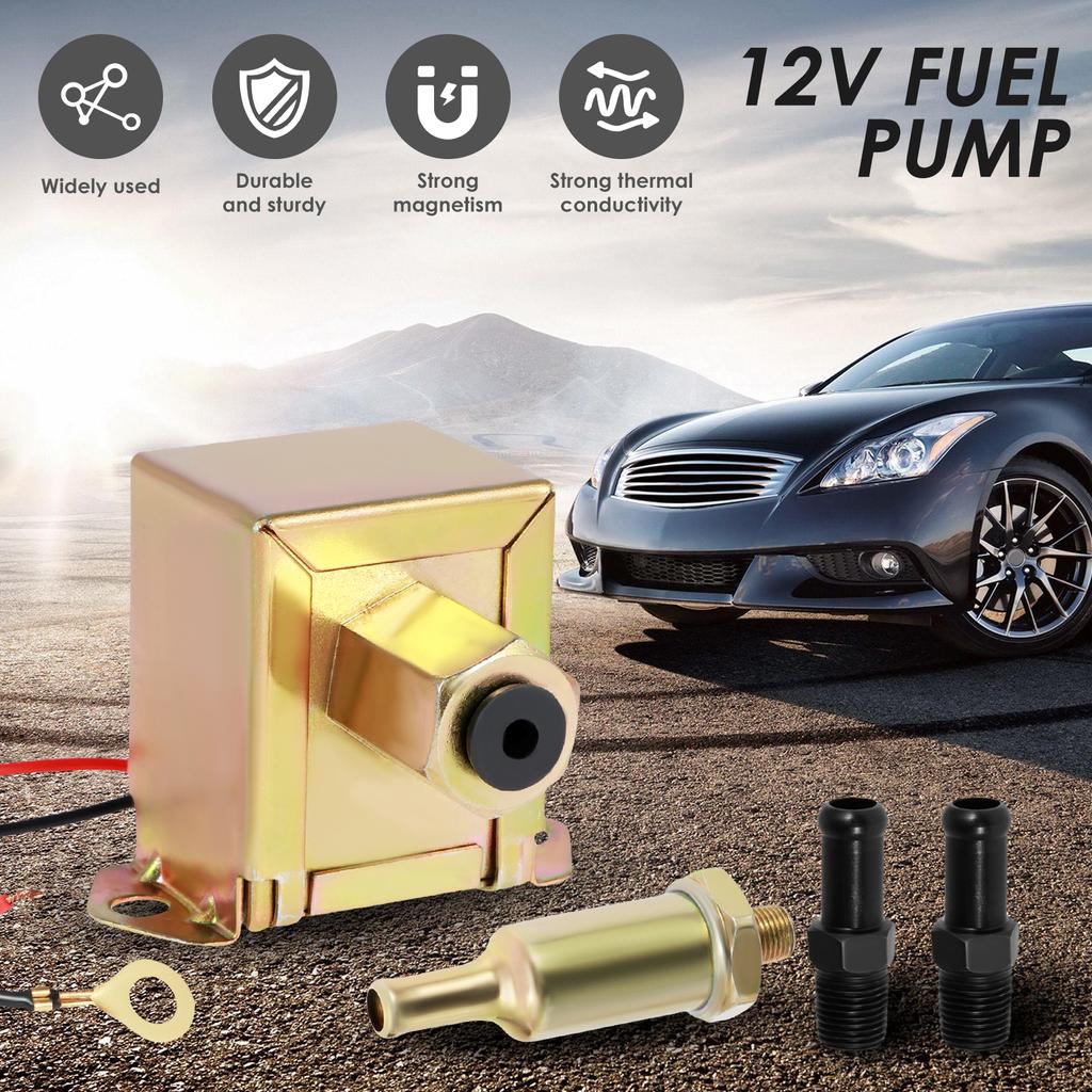 Электрический топливный насос 12 В 4,5-7 фунтов на квадратный дюйм Универсальный насос для перекачки бензина и дизельного топлива с 2 топливными разъемами Металлический электрический топливный насос