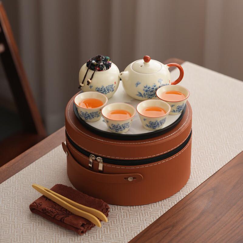 Zhuchuang Jingpin Ru Kiln Peony Ceramic Tea Set