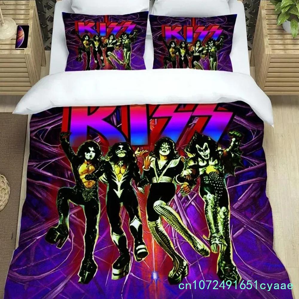 Постельное белье с принтом рок-группы KISS, Односпальное, Полуторное, Двуспальное, Евро, King Size, Музыкальный комплект постельного белья KISS, Комплекты постельного белья для детской спальни