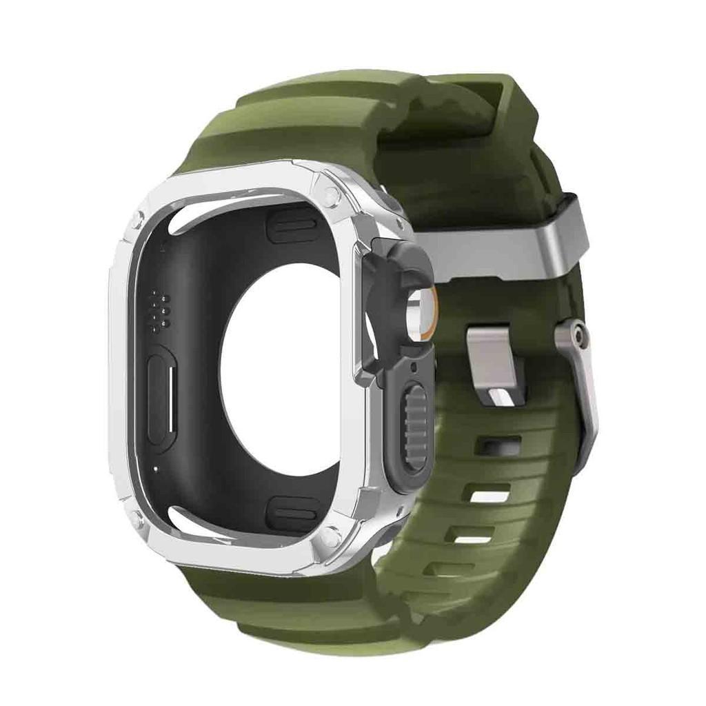 Силиконовый ремешок+Чехол из ТПУ и ПК для Apple Watch Ultra 3 2 1 49 мм для iWatch Серии 11 10 46 мм ремешок для Iwatch 9 8 7 6 5 4 45мм 44мм