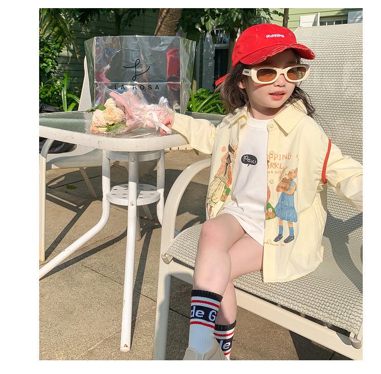 Девочки, хлопковая футболка с коротким рукавом: Модный летний топ с принтом