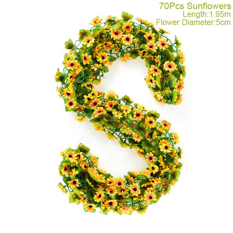 Искусственные цветы подсолнуха, виноградная лоза, шелковое искусственное растение, гирлянда из ротанга для свадебной арки, украшение для дома и сада, DIY настенный венок