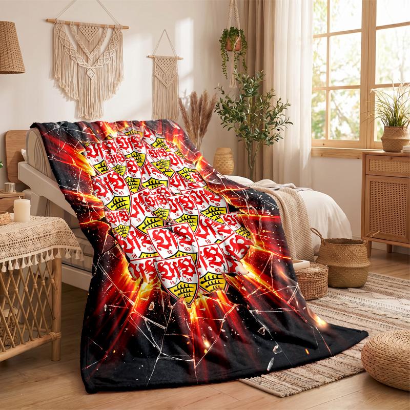 VfB Stuttgart Football Print Flannel Blanket Soft Warm Sofa Bed Throw Blanket For Home Office Bedroom