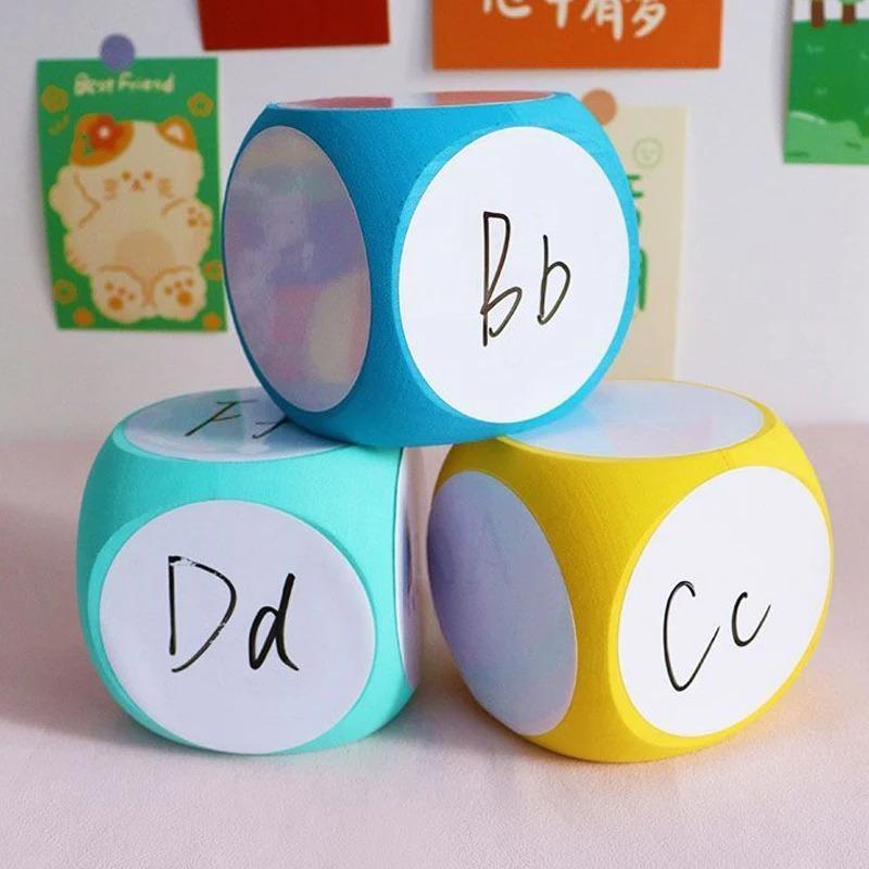 1PC DIY Blank Dice Write On/Wipe Off Dice Portable Cleanable Blank Game Cubes for Classroom Teaching Dry Erase Outside Dice