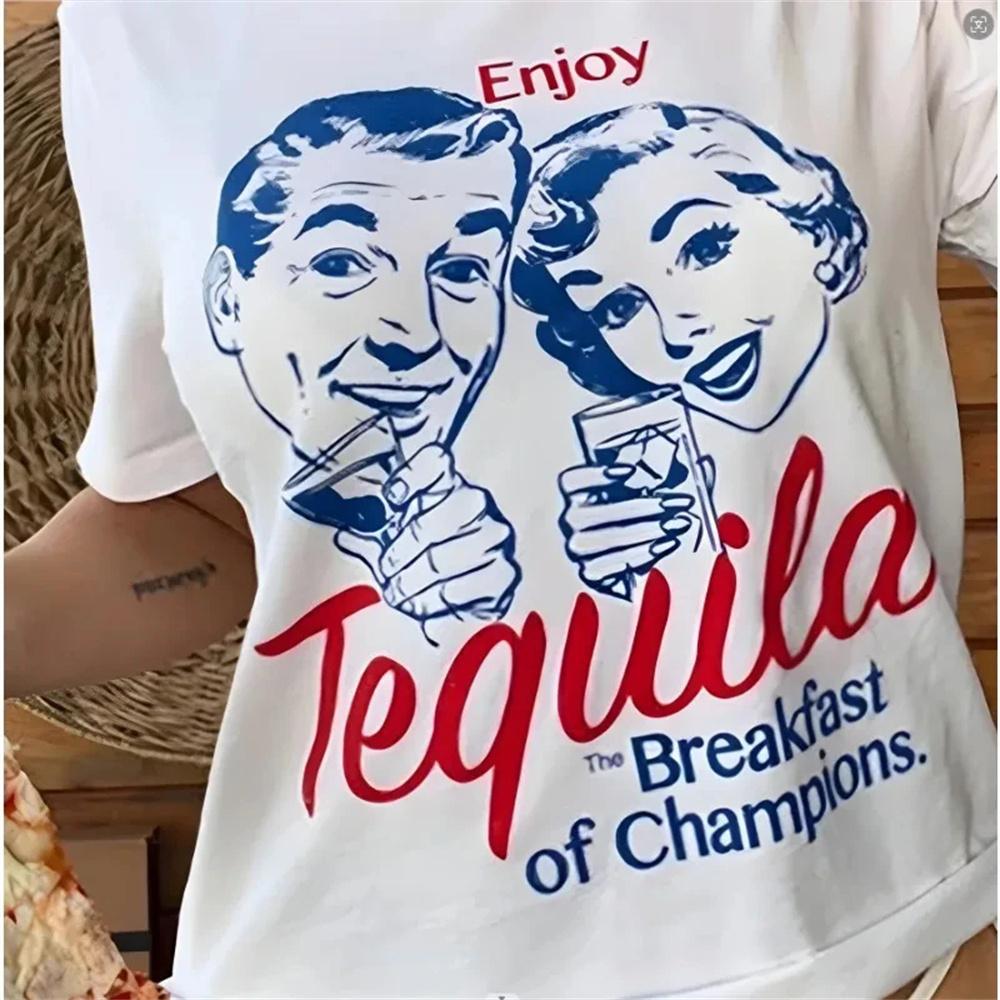 Enjoy Tequila Retro tshirts Women soft fabric tshirt girl anime Japanese y2k clothing