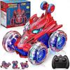 Spiderman Remote Control Car RC Cars Toys, Rechargeable Stunt RC Car with 360 Degree Flips 4WD Wheels Light JJM