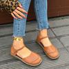 Fashion Retro Handmade Genuine Leather Flats Sandals 2025 Summer New Casual Versatile Comfortable Soft Sole Women's Shoes