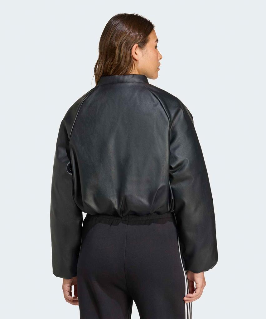 ADIDAS Faux Leather Bomber Synthetic Down Jacket - Black / Jx5332