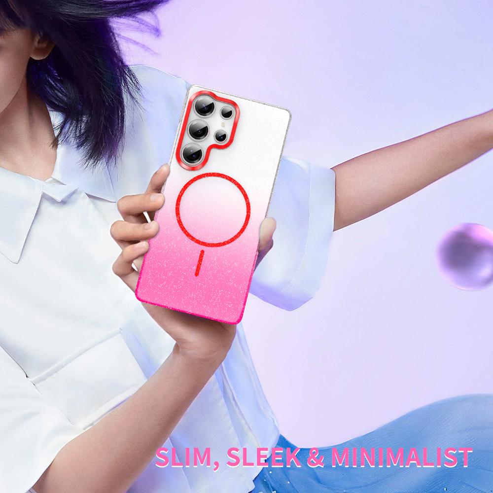 KEYSION Роскошный градиентный блестящий магнитный чехол для телефона для Samsung Galaxy A55 5G A35 A25 A15 A05S Прозрачный жесткий ПК противоударный чехол