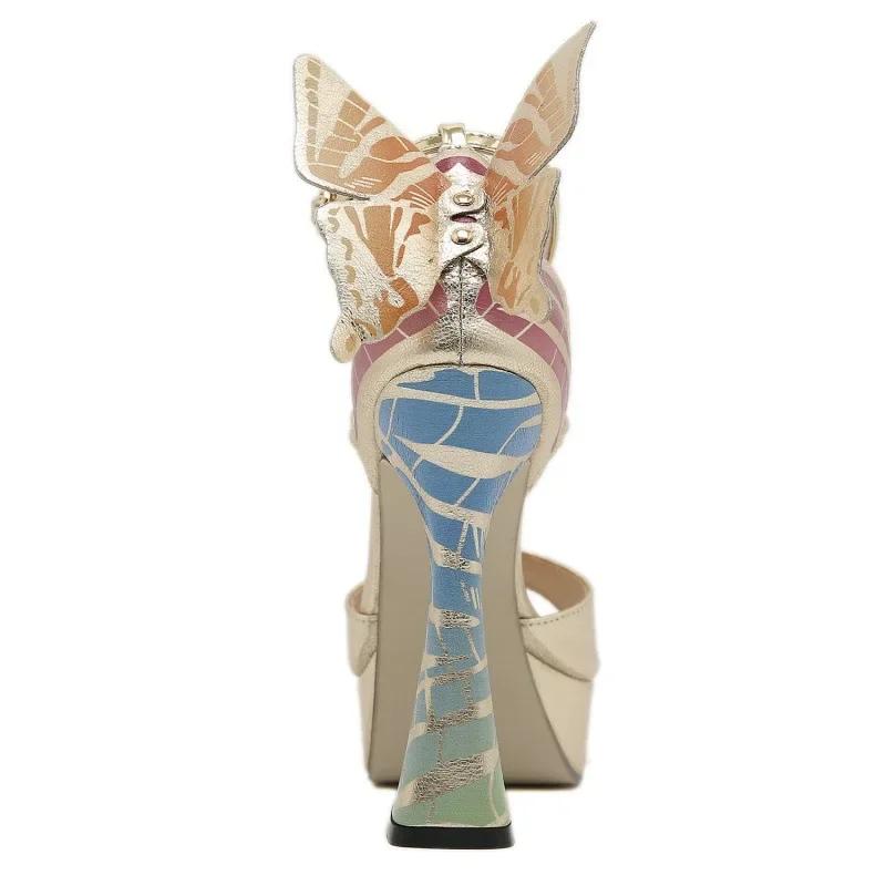 Модные женские босоножки на высоком каблуке с принтом и бантом, с открытым носком на платформе, с пряжкой, с надписью «одно слово», на каблуке, для вечеринки и свадьбы