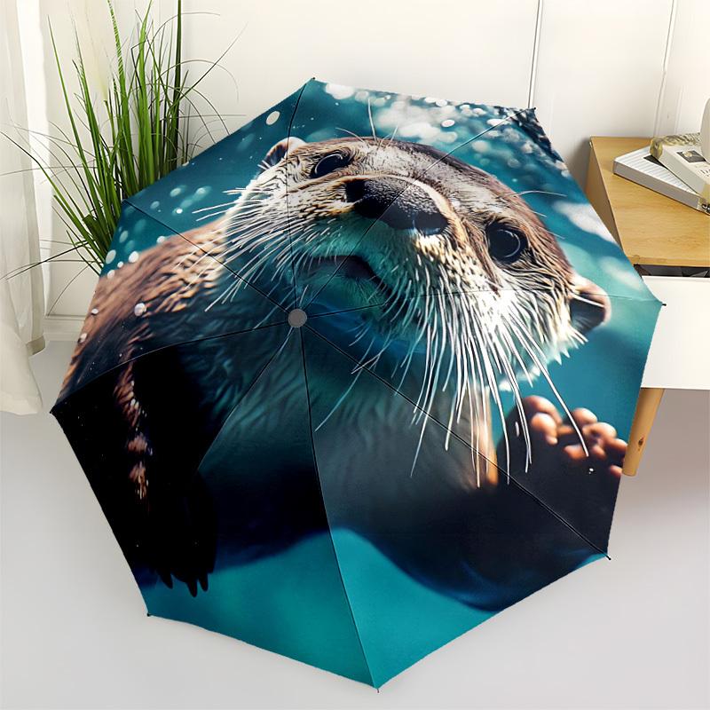 1pc Otter, Water Automatic Open/Close Umbrella - Compact Travel Umbrella with 8-Rib Durable Frame, Lightweight & Portable Design z08