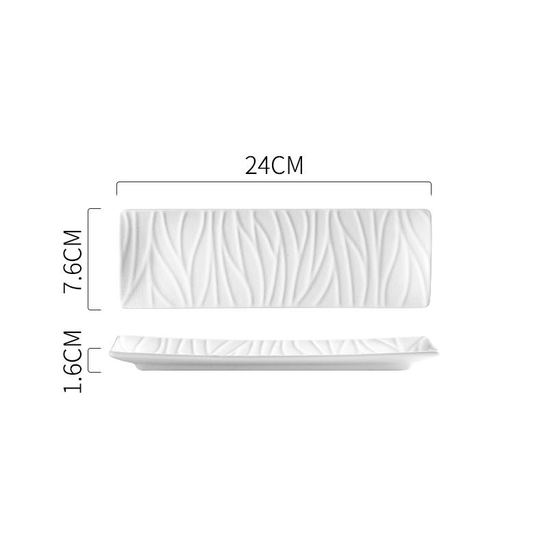 Сплошной цветной рельефный узор Керамическая длинная барная тарелка Суши-тарелка Десертная тарелка Жареная птица Молекулярная еда Креативная посуда