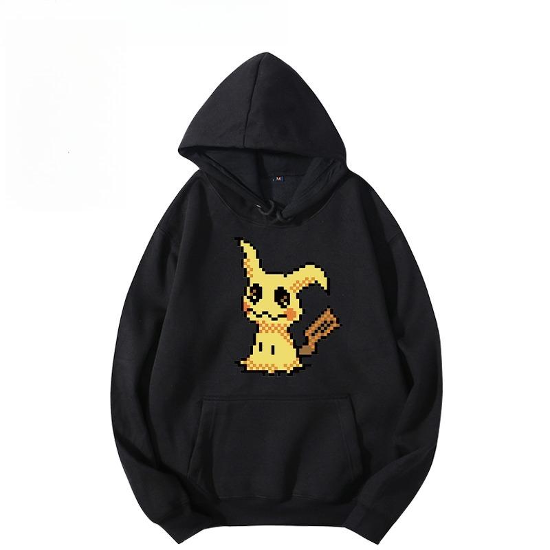 Худи из хлопка в ностальгическом пиксельном стиле с покемоном Мимикью для мужчин и женщин, новинка осени и зимы, трендовый свободный повседневный свитер в стиле Харадзюку