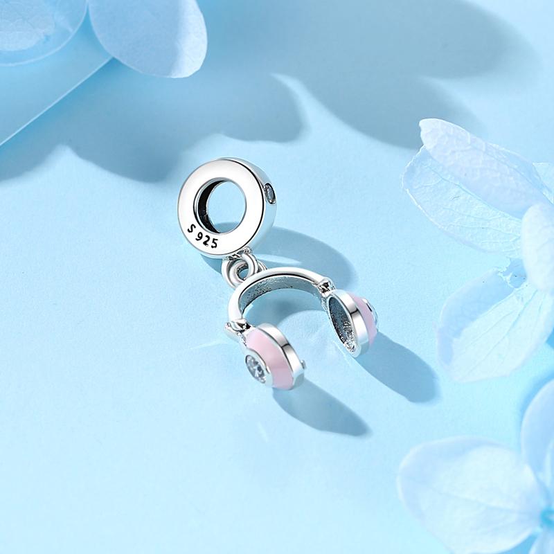 S925 Серебряные Подвески Бусины Оригинальные Музыкальные Ноты Фортепианные Наушники Подвеска Подходит Браслет Ожерелье Ювелирные Изделия Своими Руками Для Женщин