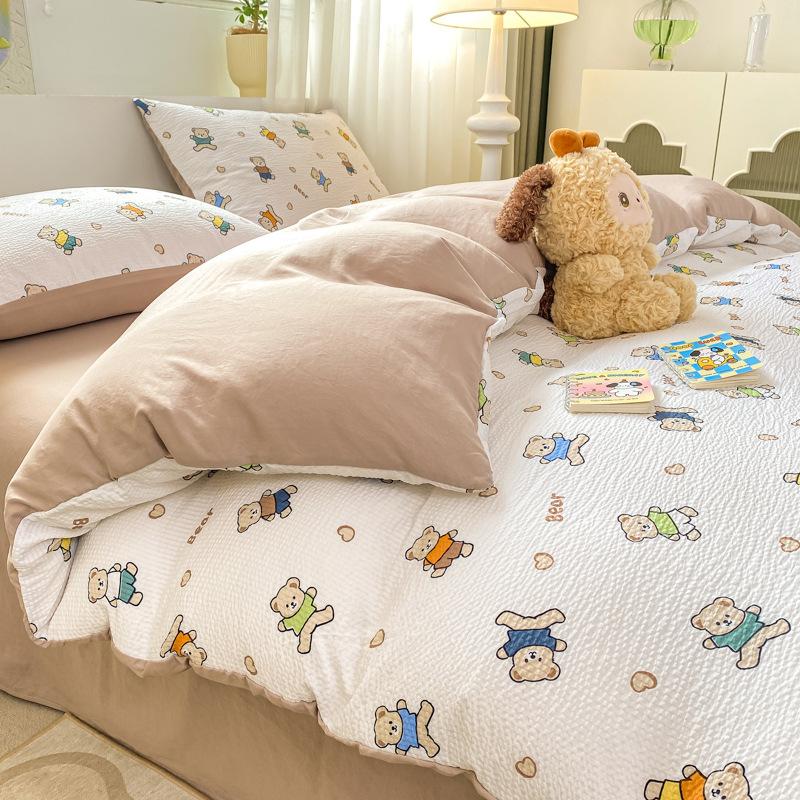 Постельное белье из ситца, комплект из четырех предметов: простыня, пододеяльник, наволочки