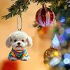 Cute Puppy Pendant Car Mirror Hanging Ornament Acrylic Dog Keychain Christmas Tree