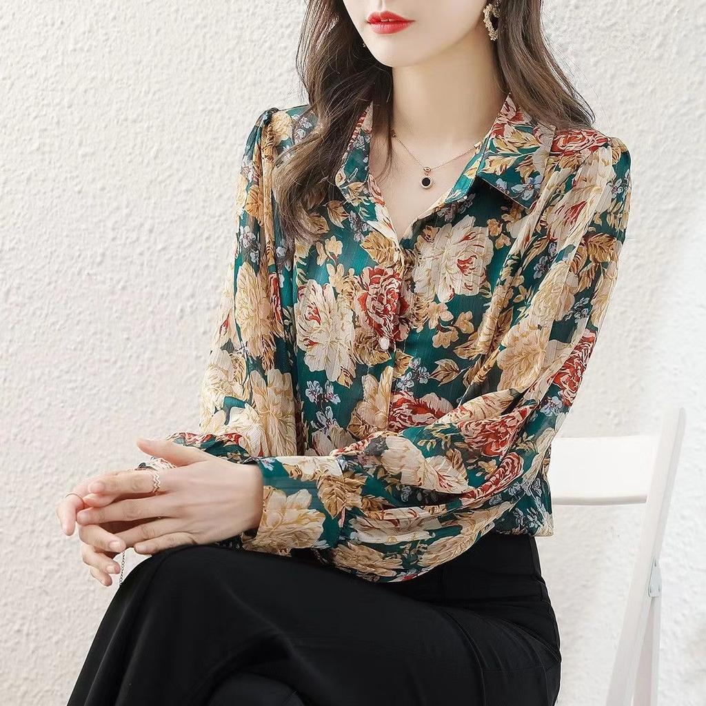 Рубашка из шифона с принтом, женская весенняя универсальная рубашка в деревенском стиле, топ, маленькая рубашка