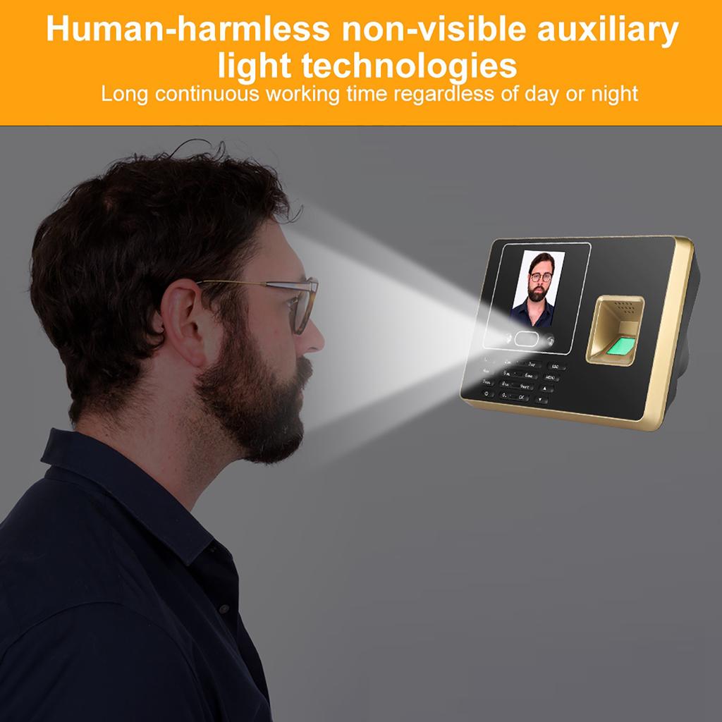 2,8-дюймовый TFT LCD экран, устройство распознавания отпечатков пальцев, устройство учета рабочего времени