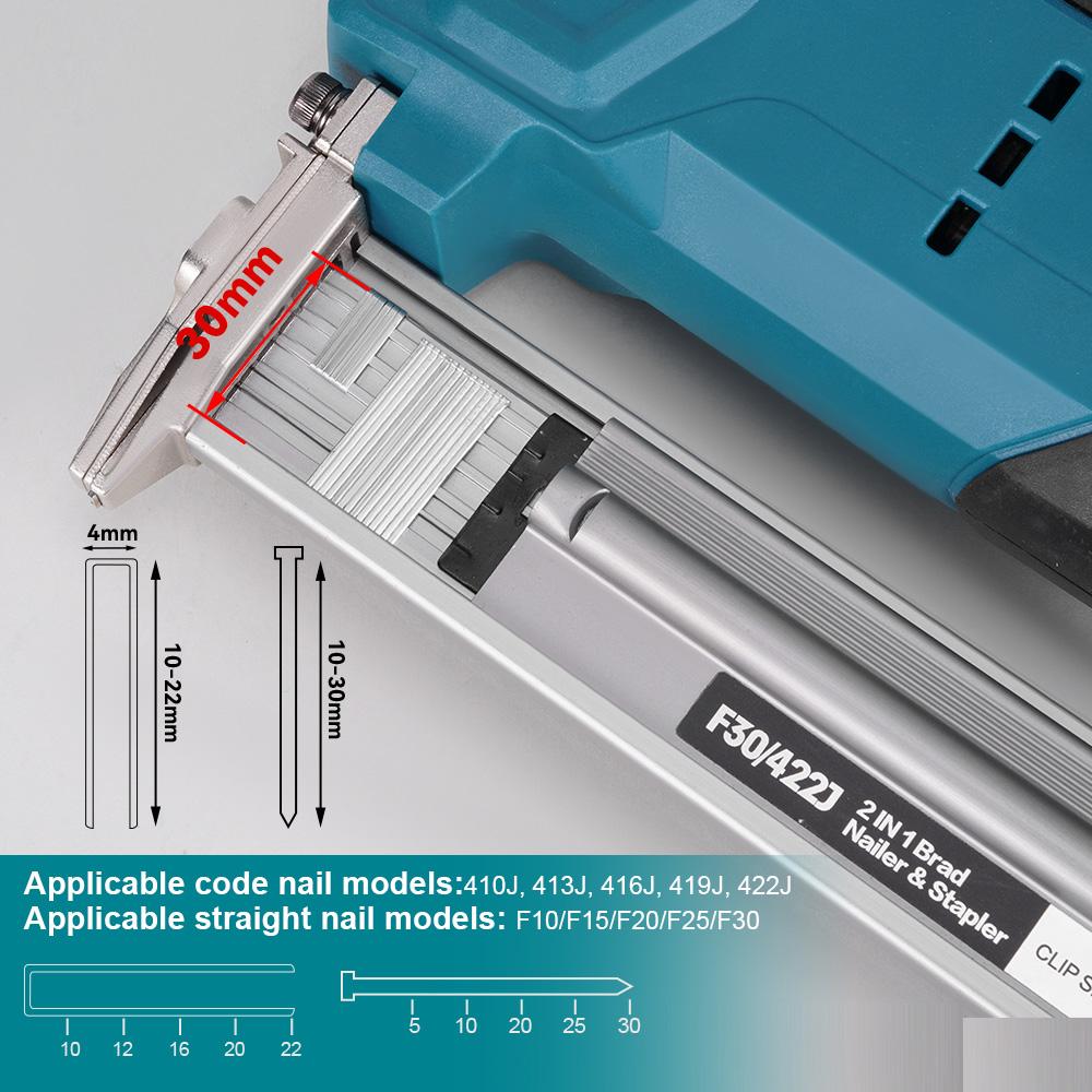 Yofidra Brushless 30mm Electric Nail Gun 2in1 Nailer/Stapler Gun Cordless Framing Nailer Tacker Tool For Makita 18V Battery Pins