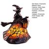 Yousheng Stained Glass Witch Hat Lamp, Handcrafted Retro Resin Witch Lamp, USB Powered Gothic Wizard Hats Night Light, Halloween Home Decor