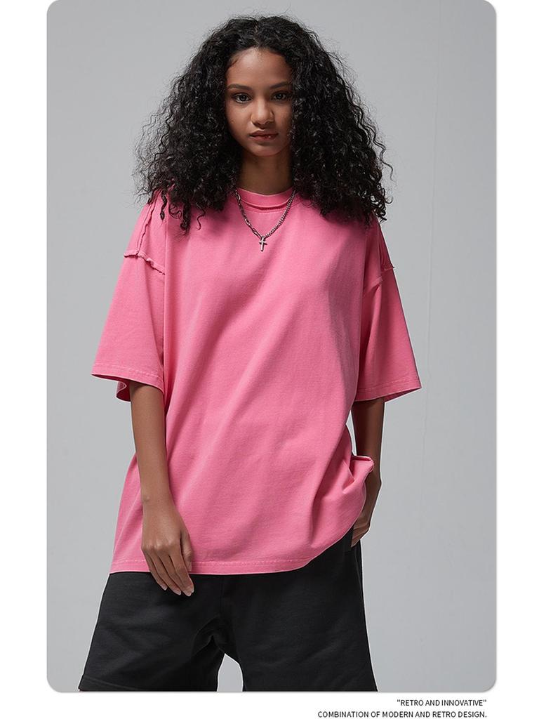 Футболка мужская ARTIE Retro Washed с коротким рукавом 2024 года — свободный крой, модная, 250 г, с оборками для весны/лета