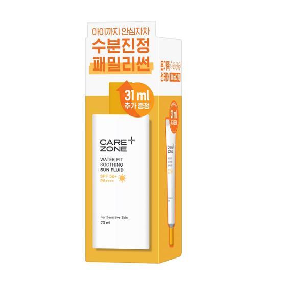 CARE ZONE Успокаивающий солнцезащитный флюид Water Fit (70мл+31мл), корейский солнцезащитный крем