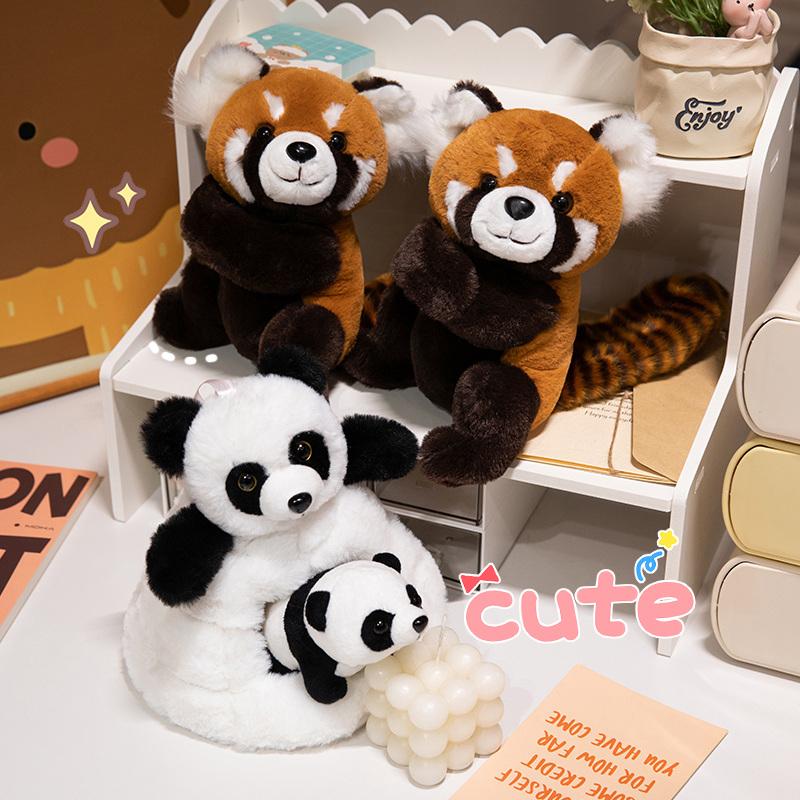 Highland Cow Red Panda Plush Backpacks Cute Panda Plushies Kawaii Clap Ring Wristband Halloween Birthday Gifts
