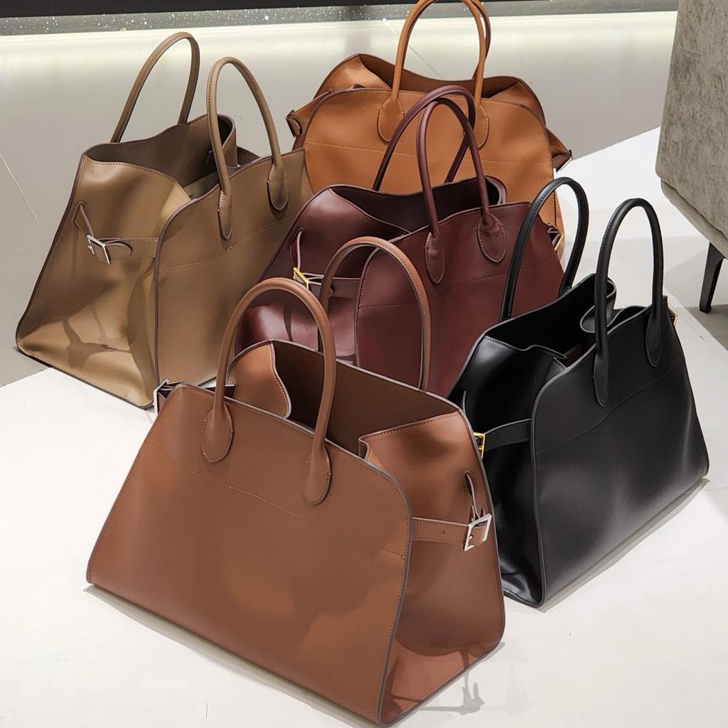 New And Cowhide Large Capacity Briefcase Large Capacity Hand-held Shoulder Tote Bag Simple And Versatile Casual Women's Bag