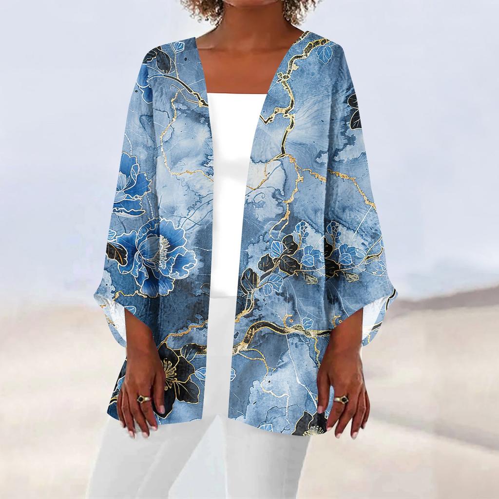 Женская повседневная модная легкая куртка средней длины с принтом, кардиган