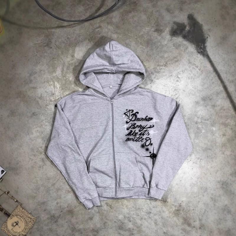 Womens Hooded Long Sleeve Sweatshirt With 3D Digital Letter Print Streetwear Casual Top