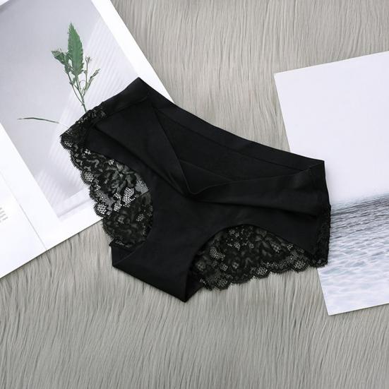 Бесшовное женское нижнее белье, шелковистые невидимые трусы-хипстеры средней посадки, кружевные, атласные, эластичные трусики-бикини