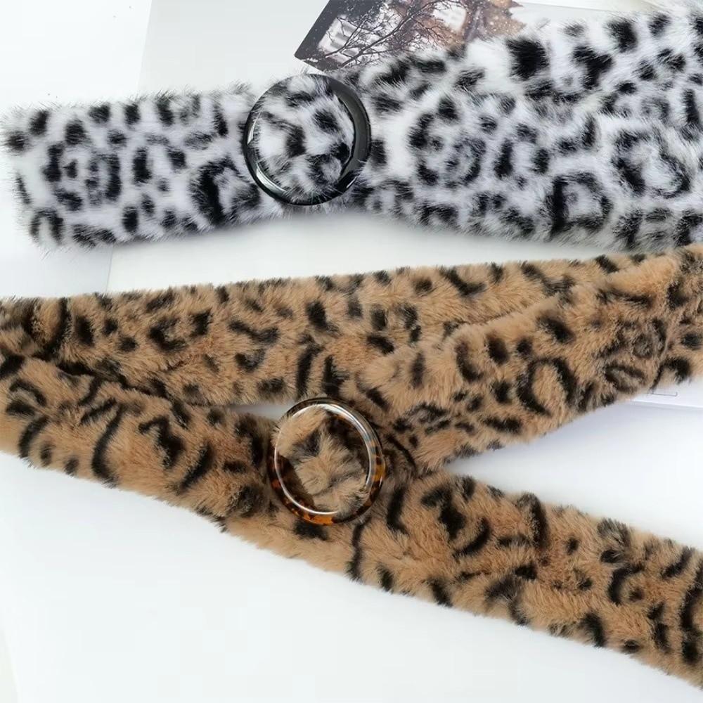 Искусственный Мех Пушистый Плюшевый Пояс Леопардовый Принт Кисточки Поясной Ремень Хип-хоп Пояс Украшение для Джинсов