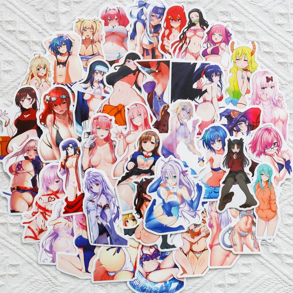 50Pcs Anime Girl Stickers Waterproof Stickers for Laptop Phone Water Bottle Computer Luggage Helmet