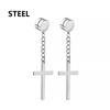 2pc Stainless Steel Men Cross Stars Punk Dangle Earrings Gothic Woman Cross Ear Hoop Earrings Huggies Pendant Piercing Jewelry