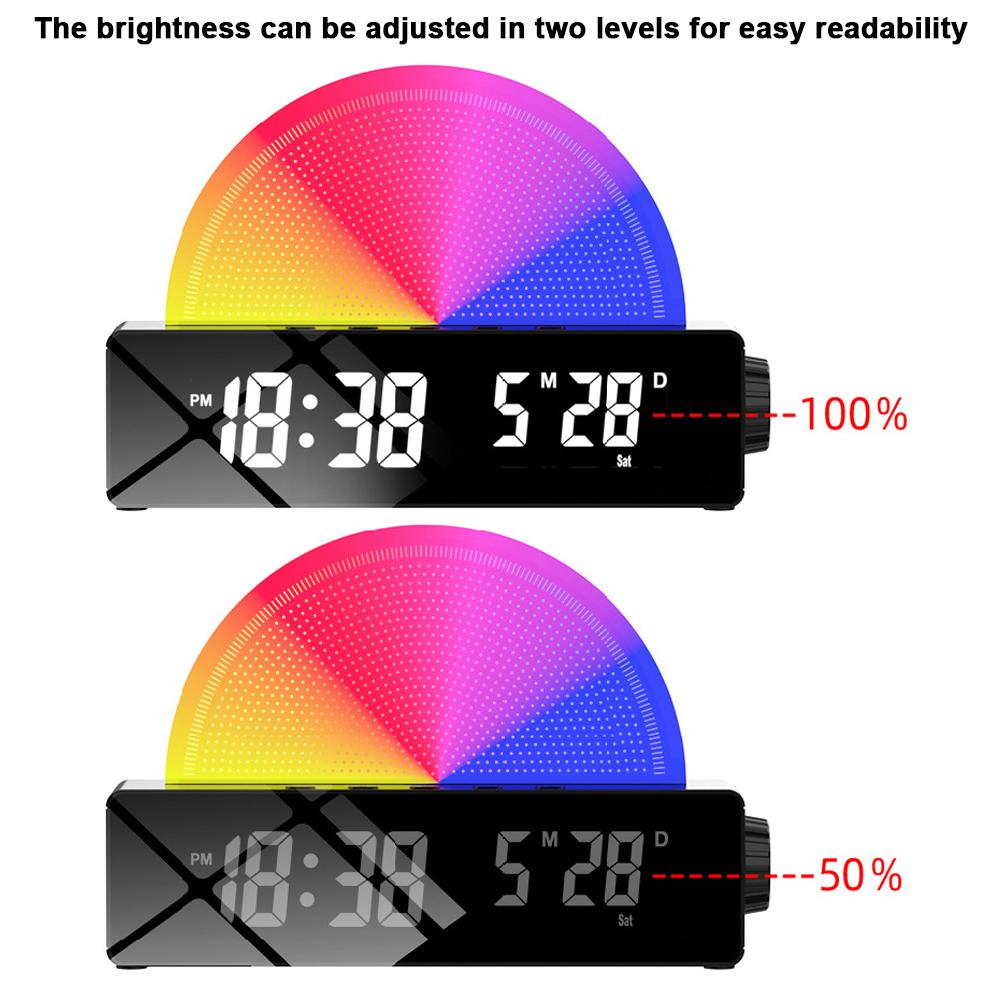 Colorful Alarm Clock Morning Wake Up Alarm Sunrise Simulator Bedroom Night Light Support 2 Wakeup
