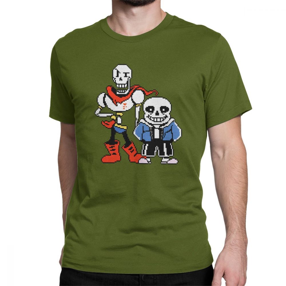 Футболка Undertale Мужская Санс и Папирус Игровая Футболка С Коротким Рукавом Футболка с Черепом Подарок на Хэллоуин Премиум Хлопок Топы Вечеринка Футболка