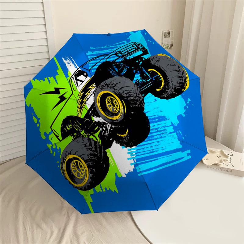 1PC monster truckUmbrella-8-Rib Reinforced, Automatic Open, Lightweight & Durable, Cute Fashion Accessory for Outdoor-P168