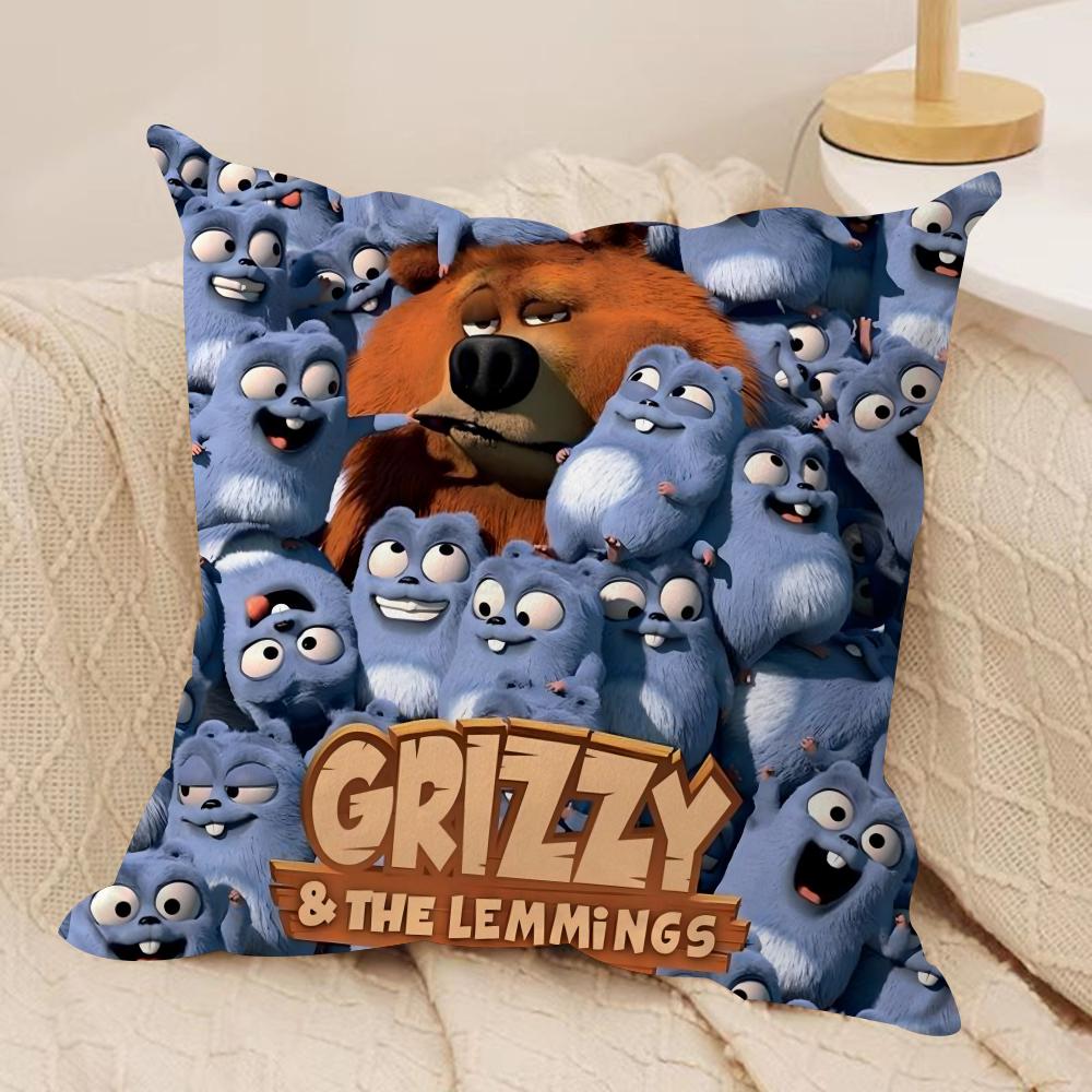 Чехол на подушку G-Grizzly и L-Lemmings, шелковистый короткий плюш, двусторонний печатный наволочка для дивана, для всех сезонов, декор для дома, подарок
